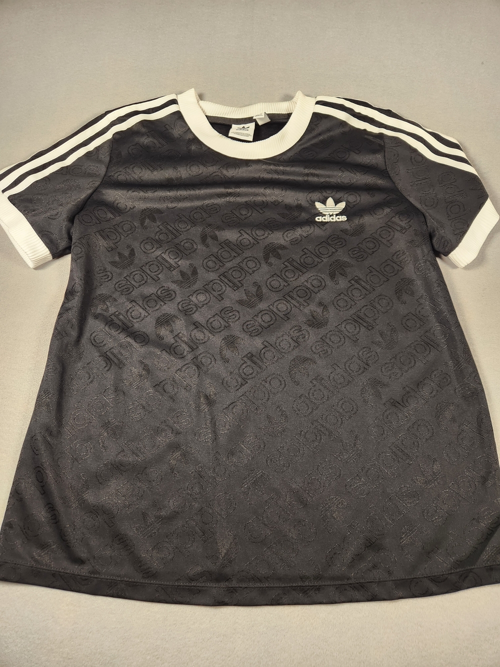 adidas Black Short-Sleeve Tee with White Trim